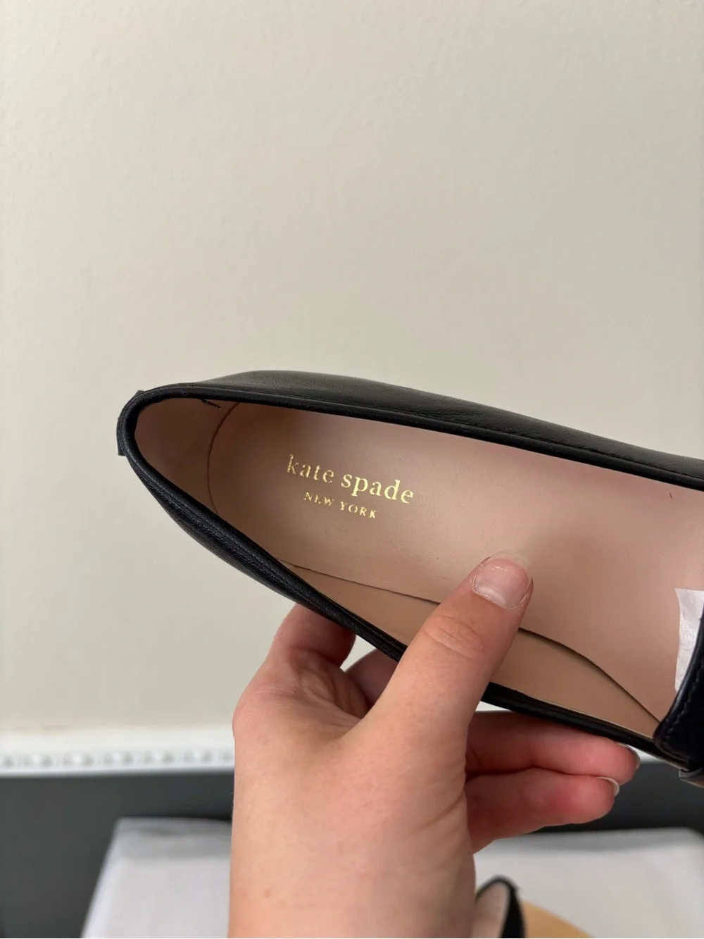 Kate Spade Black Italian Nappa Leather Block Heel Penny Loafers Size 7